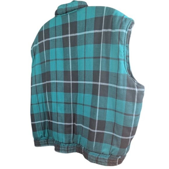 Branded Lion Sleeveless Coat Winter Vest Big Man 3XB Zip Closure Green Plaid - Picture 6 of 11